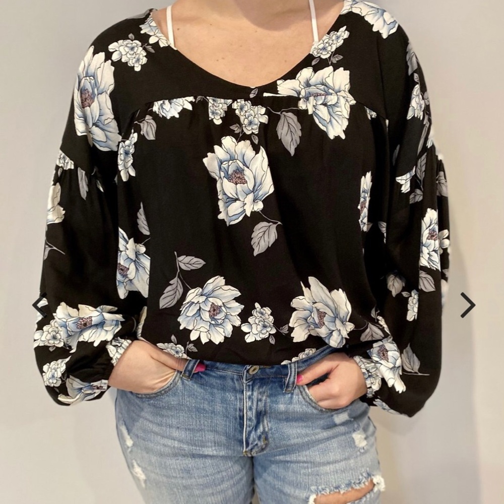 Floral black blouse